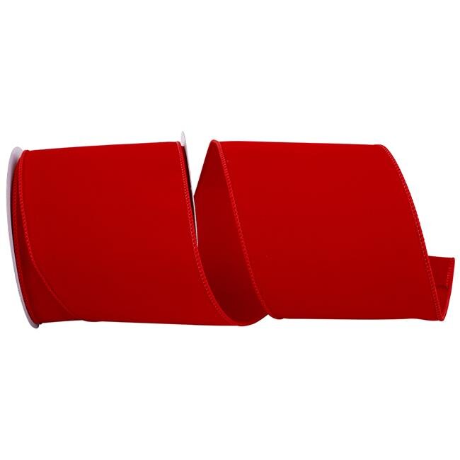 Reliant Ribbon 92270W-065-10F 4 in. Value Velvet Wired Edge Ribbon, Red - 10 Yards